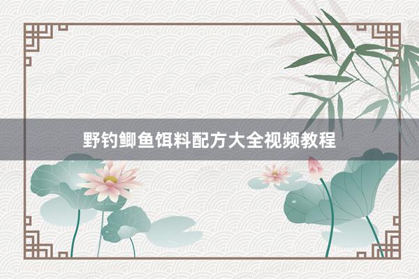 野钓鲫鱼饵料配方大全视频教程